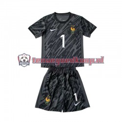 Uit Tenue van Frankrijk Keepersshirt Hugo Lloris 1 Kind 2-13 jaar EK 2024 Korte Mouw Zwart
