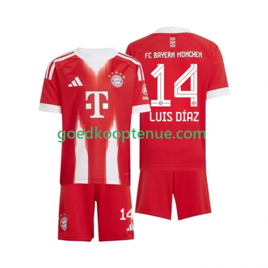 Thuis Tenue van FC Bayern München Luis Diaz 14 Kind 2-13 jaar 2025-26 Korte Mouw
