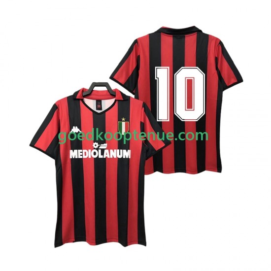 Thuis Retro Tenue van AC Milan 10 1988 1989 Heren Korte Mouw