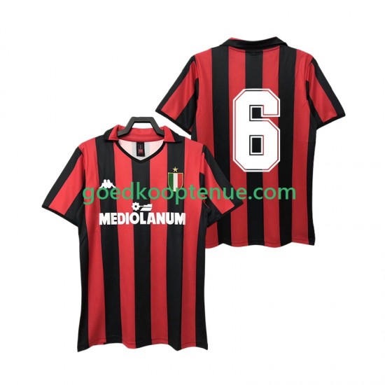 Thuis Retro Tenue van AC Milan 6 1988 1989 Heren Korte Mouw