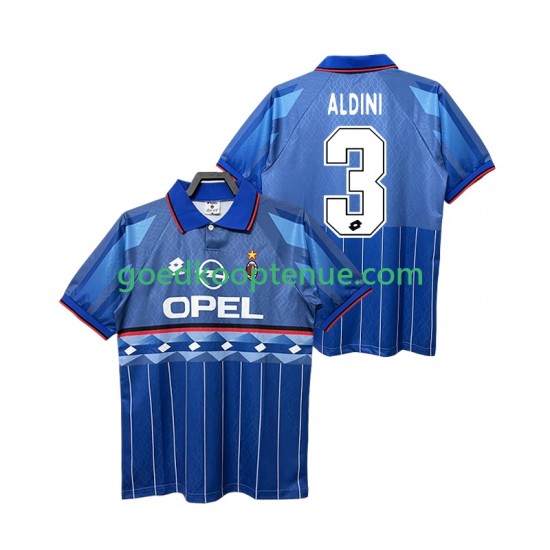 Uit Retro Tenue van AC Milan ALDINI 3 1995 1996 Heren Korte Mouw
