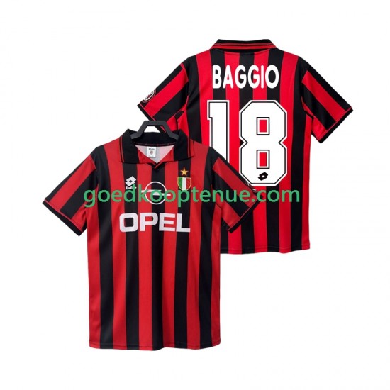Thuis Retro Tenue van AC Milan BAGGIO 18 1996 1997 Heren Korte Mouw