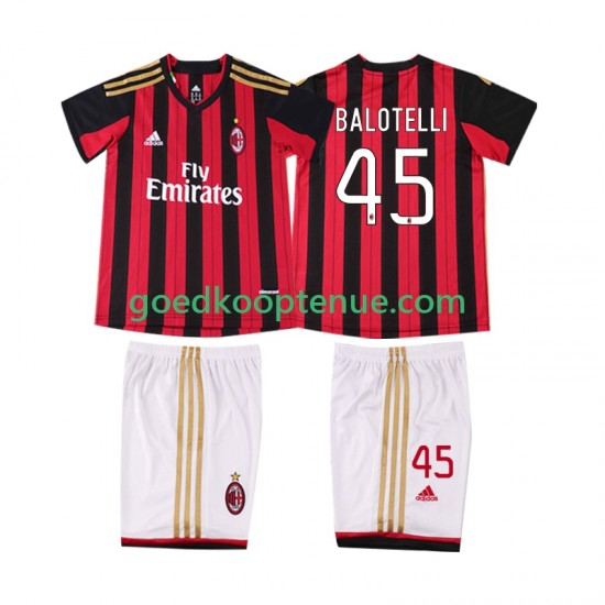 Thuis Retro Tenue van AC Milan BALOTELL 45 2013 2014 Kind 2-13 jaar Korte Mouw