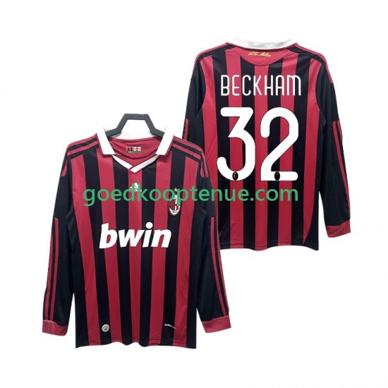 Thuis Retro Tenue van AC Milan BECKHAM 32 2009 Heren 2010 Lange Mouw