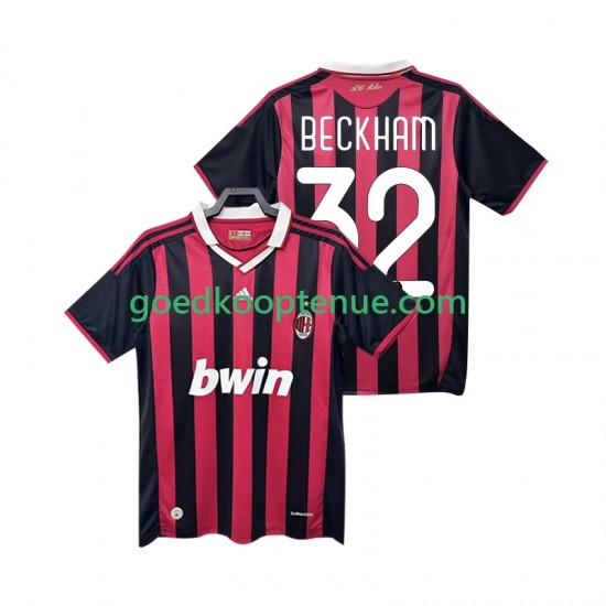 Thuis Retro Tenue van AC Milan BECKHAM 32 2009 Heren 2010 Korte Mouw