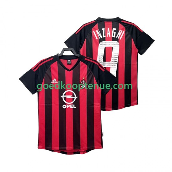 Thuis Retro Tenue van AC Milan INZAGHI 9 2003 Heren 2002 Korte Mouw