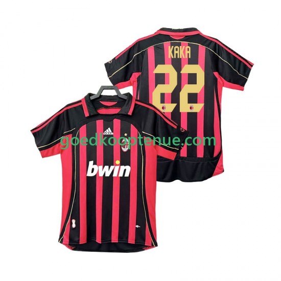Thuis Retro Tenue van AC Milan KAKA 22 2007 Heren 2006 Korte Mouw