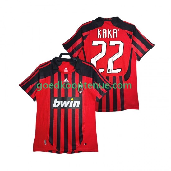 Thuis Retro Tenue van AC Milan KAKA 22 2007 Heren 2008 Korte Mouw