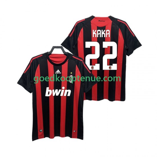 Thuis Retro Tenue van AC Milan KAKA 22 2009 Heren 2008 Korte Mouw
