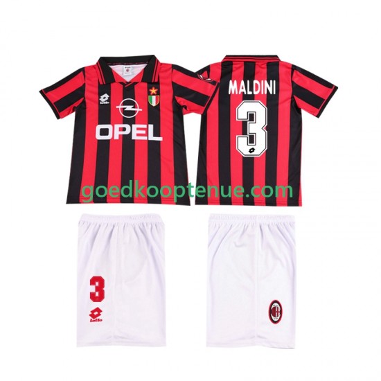 Thuis Retro Tenue van AC Milan MALDINI 3 1996 1997 Kind 2-13 jaar Korte Mouw