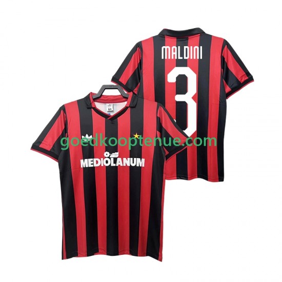 Thuis Retro Tenue van AC Milan MALDINI 3 1990 1991 Heren Korte Mouw