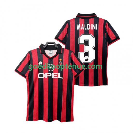Thuis Retro Tenue van AC Milan MALDINI 3 1995 1996 Heren Korte Mouw