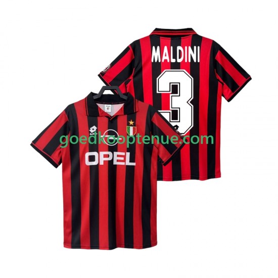 Thuis Retro Tenue van AC Milan MALDINI 3 1996 1997 Heren Korte Mouw