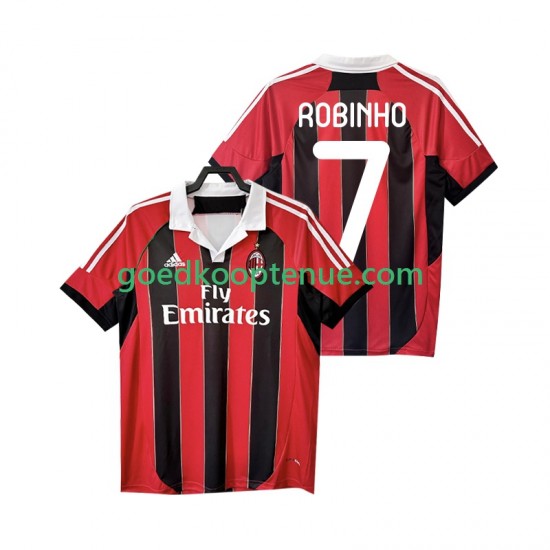 Thuis Retro Tenue van AC Milan ROBINHO 7 2012 2013 Heren Korte Mouw