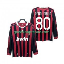 Thuis Retro Tenue van AC Milan RONALDINHO 80 2009 Heren 2010 Lange Mouw