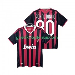 Thuis Retro Tenue van AC Milan RONALDINHO 80 2009 Heren 2010 Korte Mouw