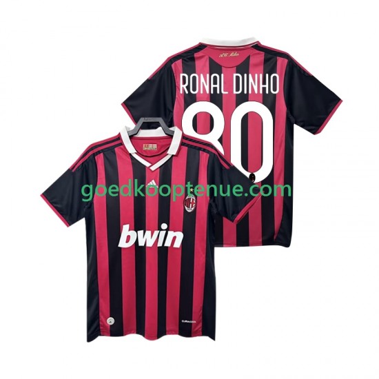 Thuis Retro Tenue van AC Milan RONALDINHO 80 2009 Heren 2010 Korte Mouw