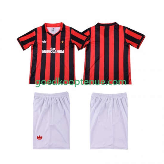 Thuis Retro Tenue van AC Milan 1990 1991 Kind 2-13 jaar Korte Mouw