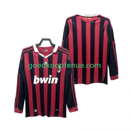 Thuis Retro Tenue van AC Milan 2009 Heren 2010 Lange Mouw
