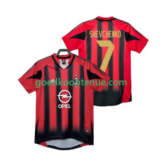 Thuis Retro Tenue van AC Milan SHEVCHENKO 7 2005 Heren 2004 Korte Mouw