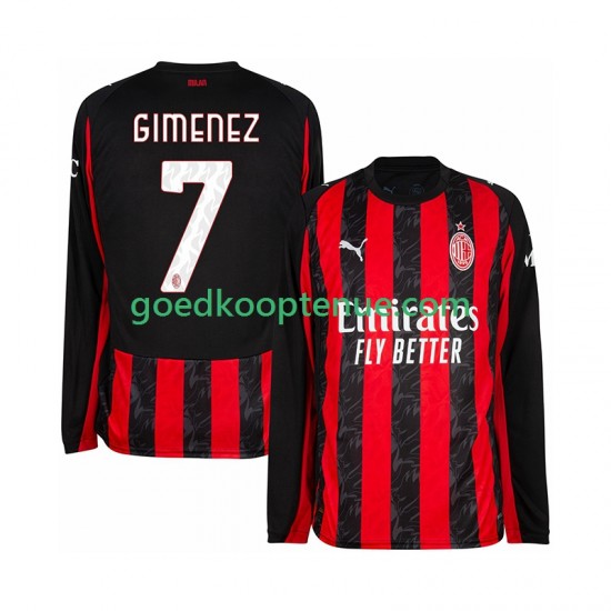 Thuis Tenue van AC Milan Santiago Gimenez 7 Heren 2025-26 Lange Mouw