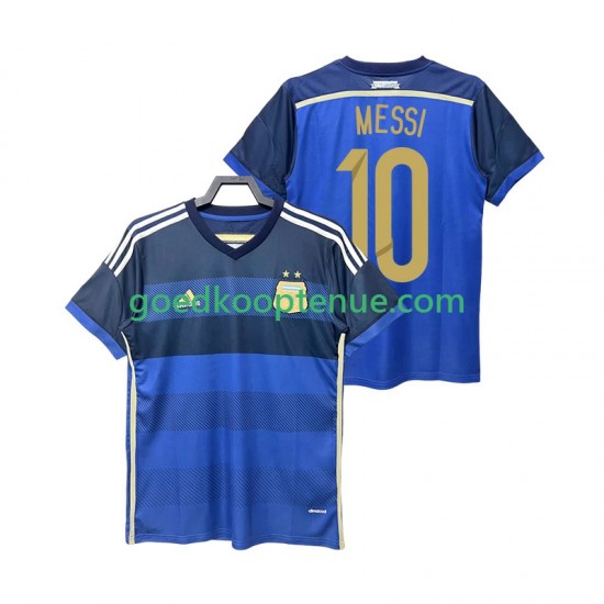 Uit Retro Tenue van Argentinië Lionel Messi 10 2014 Heren Korte Mouw
