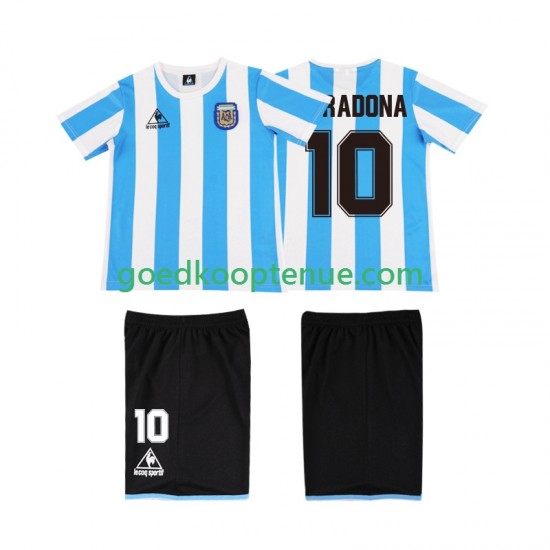Thuis Retro Tenue van Argentinië MARADONA 10 1986 Kind 2-13 jaar Korte Mouw