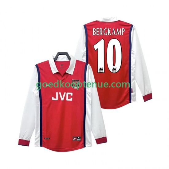 Thuis Retro Tenue van Arsenal BERGKAMP 10 Heren 1998 1999 Lange Mouw