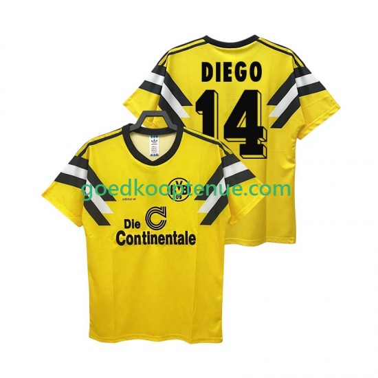Thuis Retro Tenue van Borussia Dortmund DIEGO 14 DFB-POKAL 1989 Heren Korte Mouw