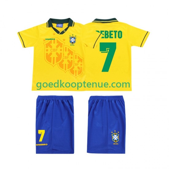 Thuis Retro Tenue van Brazilië BEBETO 7 Kind 2-13 jaar 1994 Korte Mouw Thuis Retro Tenue van Brazilië BEBETO 7 Kind 2-13 jaar 1994 Korte Mouw