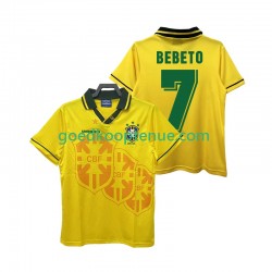 Thuis Retro Tenue van Brazilië BEBETO 7 Heren 1994 Korte Mouw