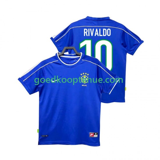 Uit Retro Tenue van Brazilië RIVALDO 10 Heren 1998 Korte Mouw