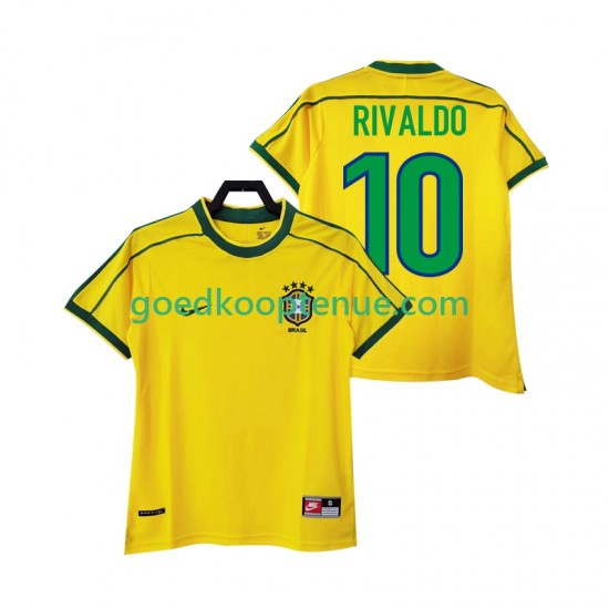 Thuis Retro Tenue van Brazilië RIVALDO 10 Heren 1998 Korte Mouw