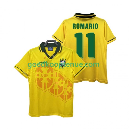 Thuis Retro Tenue van Brazilië ROMARIO 11 Heren 1994 Korte Mouw