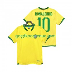 Thuis Retro Tenue van Brazilië RONALDINHO 10 Heren 2006 Korte Mouw