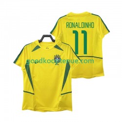 Thuis Retro Tenue van Brazilië RONALDINHO 11 Heren 2002 Korte Mouw