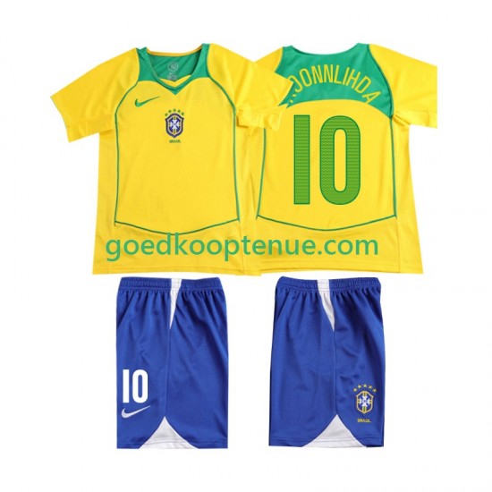 Thuis Retro Tenue van Brazilië RONALOINHO 10 Kind 2-13 jaar 2004 Korte Mouw Thuis Retro Tenue van Brazilië RONALOINHO 10 Kind 2-13 jaar 2004 Korte Mouw