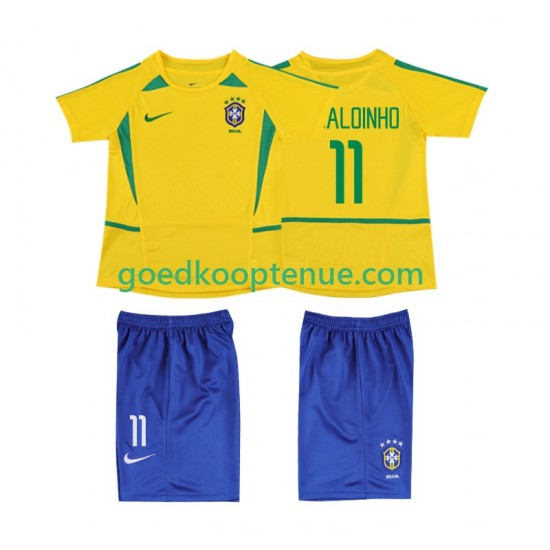 Thuis Retro Tenue van Brazilië RONALOINHO 11 Kind 2-13 jaar 2002 Korte Mouw Thuis Retro Tenue van Brazilië RONALOINHO 11 Kind 2-13 jaar 2002 Korte Mouw