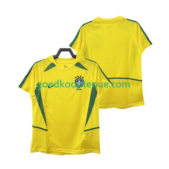 Thuis Retro Tenue van Brazilië Heren 2002 Korte Mouw