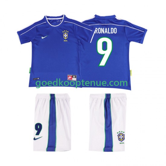 Uit Retro Tenue van Brazilië Ronaldo 9 Kind 2-13 jaar 1998 Korte Mouw Uit Retro Tenue van Brazilië Ronaldo 9 Kind 2-13 jaar 1998 Korte Mouw