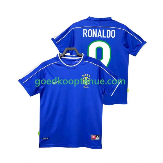 Uit Retro Tenue van Brazilië Ronaldo 9 Heren 1998 Korte Mouw