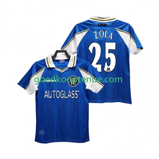 Thuis Retro Tenue van Chelsea ZOLA 25 1997 Heren 1999 Korte Mouw