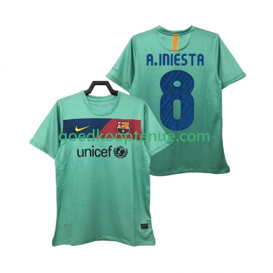 Uit Retro Tenue van FC Barcelona A INIESTA 8 Heren 2011 2010 Korte Mouw