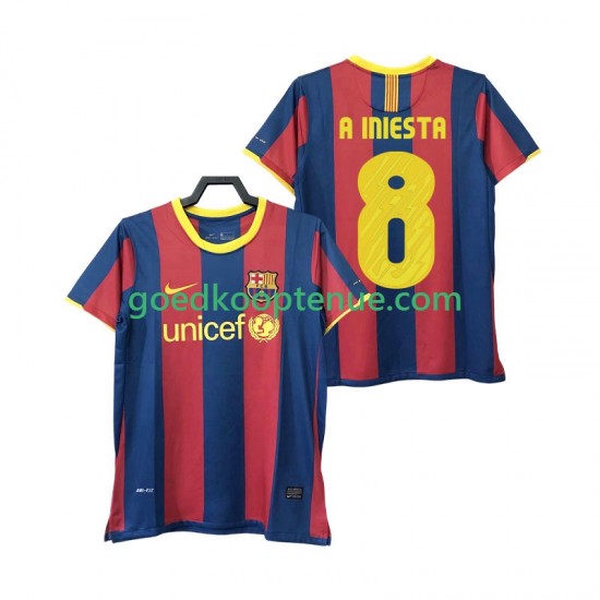 Thuis Retro Tenue van FC Barcelona A INIESTA 8 Heren 2011 2010 Korte Mouw