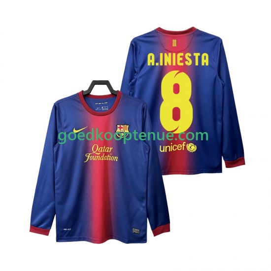 Thuis Retro Tenue van FC Barcelona A INIESTA 8 2012 2013 Heren Lange Mouw