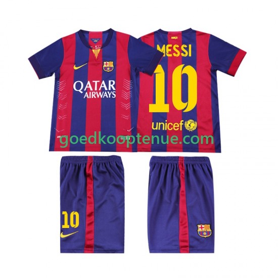 Thuis Retro Tenue van FC Barcelona Lionel Messi 10 2014 2015 Kind 2-13 jaar Korte Mouw