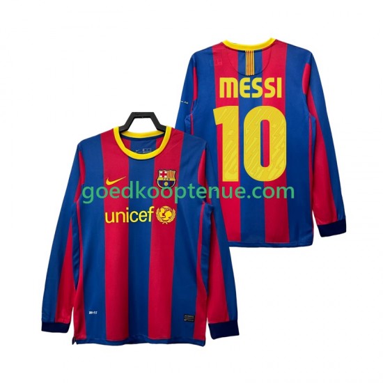 Thuis Retro Tenue van FC Barcelona Lionel Messi 10 Heren 2011 2010 Lange Mouw