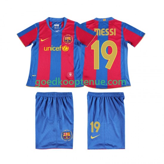 Thuis Retro Tenue van FC Barcelona Lionel Messi 19 2007 Kind 2-13 jaar 2008 Korte Mouw