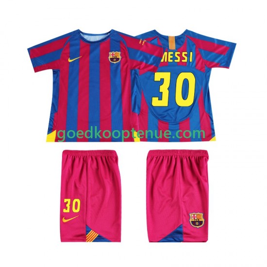 Thuis Retro Tenue van FC Barcelona Lionel Messi 30 Champions League 2005 Kind 2-13 jaar 2006 Korte Mouw