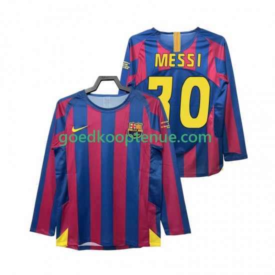 Thuis Retro Tenue van FC Barcelona Lionel Messi 30 Champions League 2005 Heren 2006 Lange Mouw